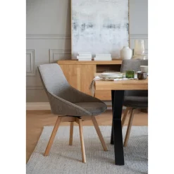 Alison tuoli lakattu tammijalka / tumma beige kangas