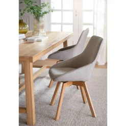 Alison tuoli lakattu tammijalka / beige kangas