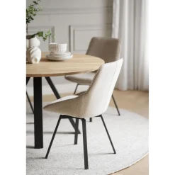 Alison tuoli musta metallijalka / vaalea beige kangas