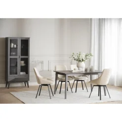 Alison tuoli musta metallijalka / vaalea beige kangas
