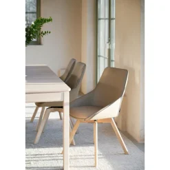 Alison tuoli valkolakattu tammijalka / beige nahka