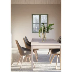 Alison tuoli valkolakattu tammijalka / beige nahka