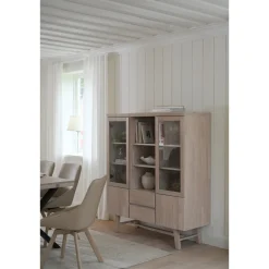 Alison tuoli valkolakattu tammijalka / vaalea beige kangas