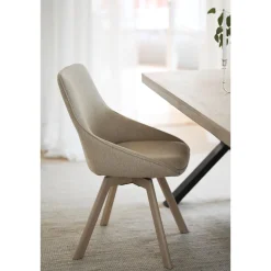 Alison tuoli valkolakattu tammijalka / vaalea beige kangas
