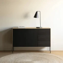 Orion senkki 121 cm, 2 ovea ja 3 laatikkoa, tammi/musta